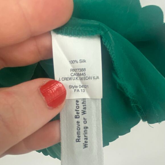 Madewell Women's Emerald Green Scalloped Edge Peplum Silk Blouse Size Small NEW - Picture 9 of 10